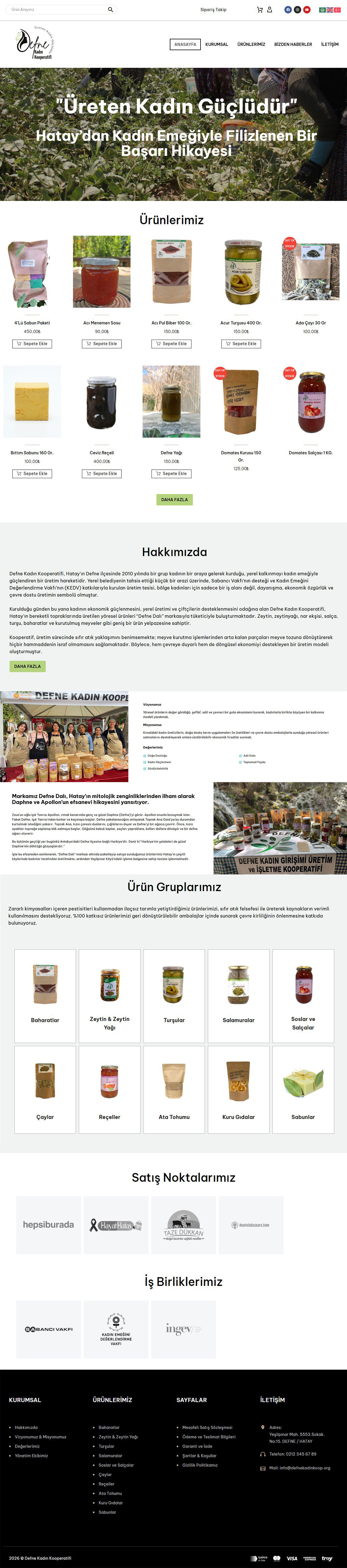 Defne Kadın Kooperatifi Web Sitesi